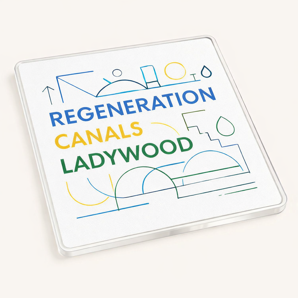 Ladywood - Coaster - Geometric Lines - Word Stack
