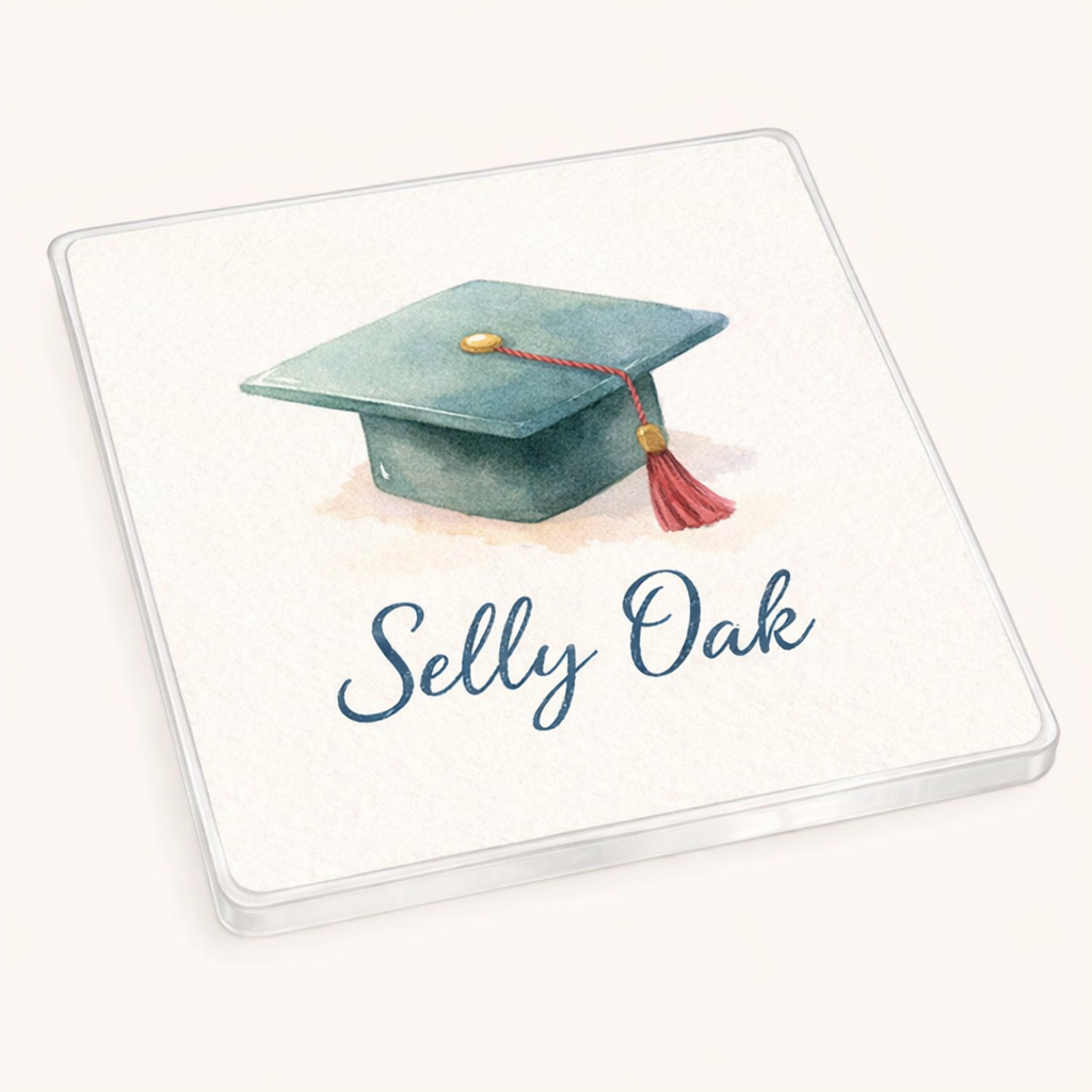 Selly Oak - Coaster - Soft Watercolours - Graduation Cap