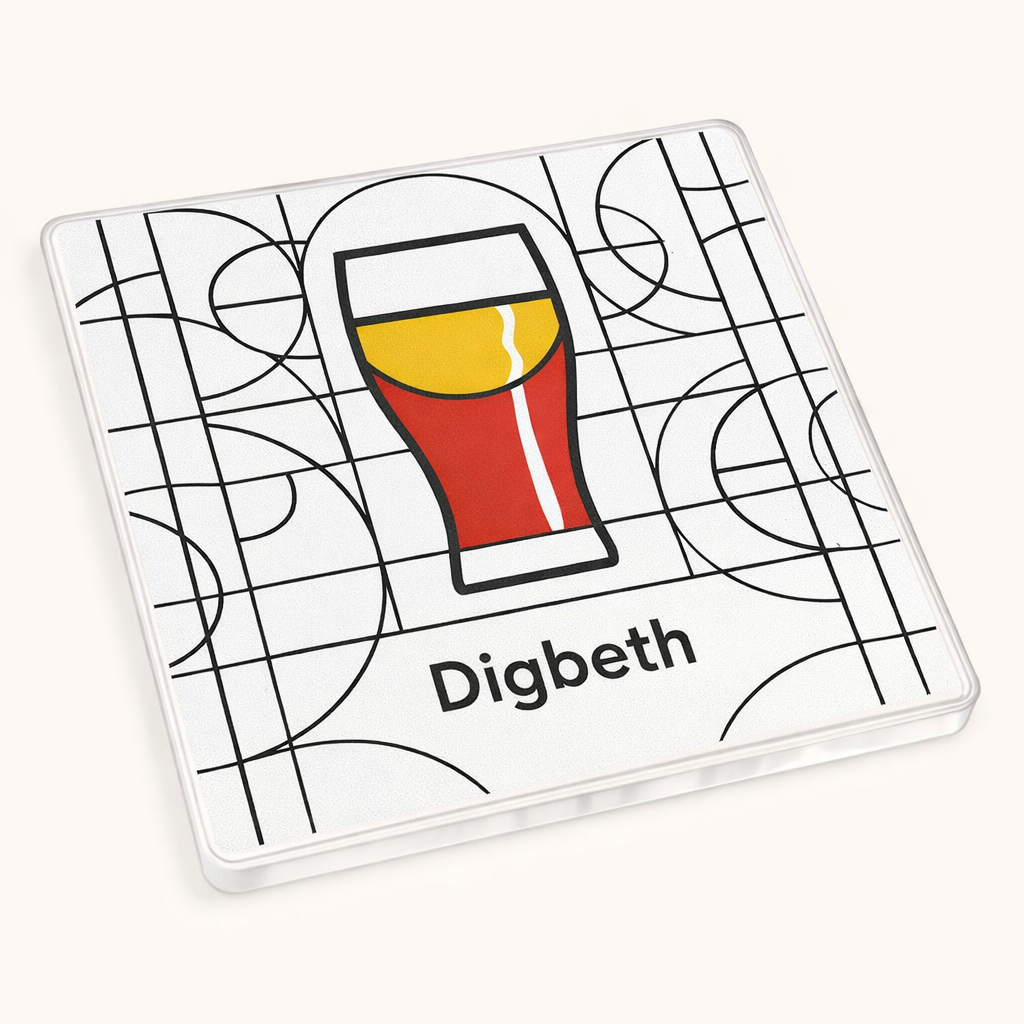 Digbeth - Coaster - Geometric Lines - Beer Glass