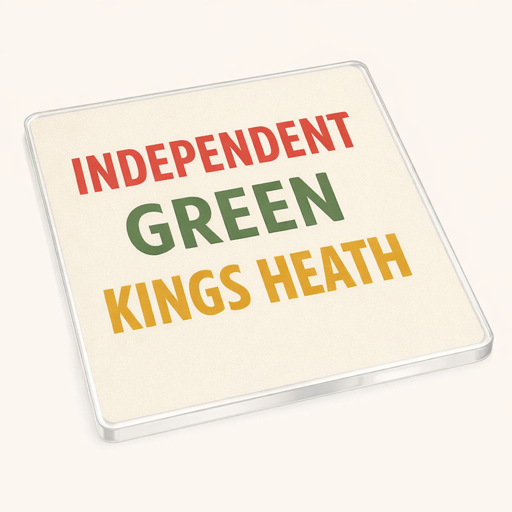 Kings Heath - Coaster - Mid-Century Retro - Word Stack