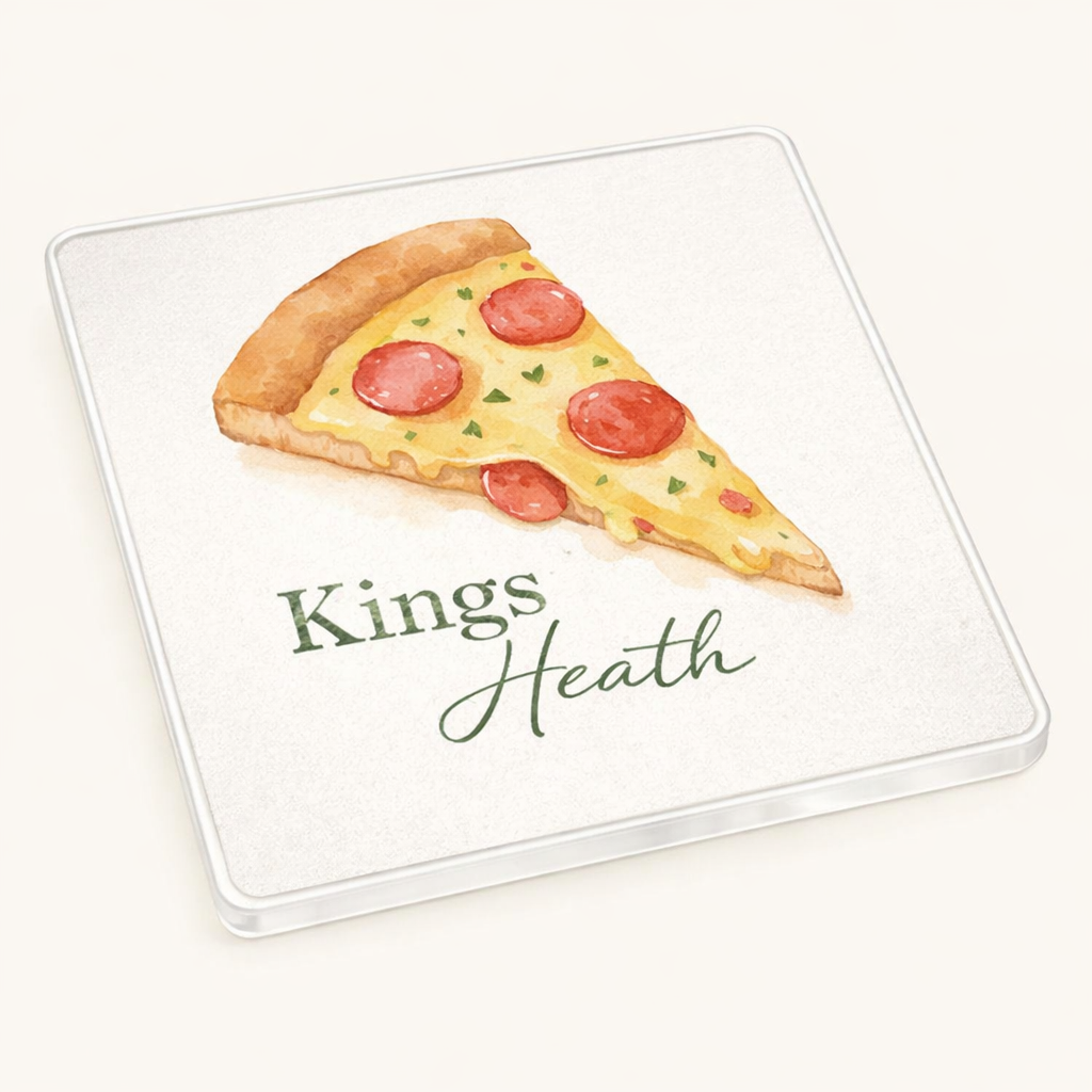 Kings Heath - Coaster - Soft Watercolours - Pizza Slice