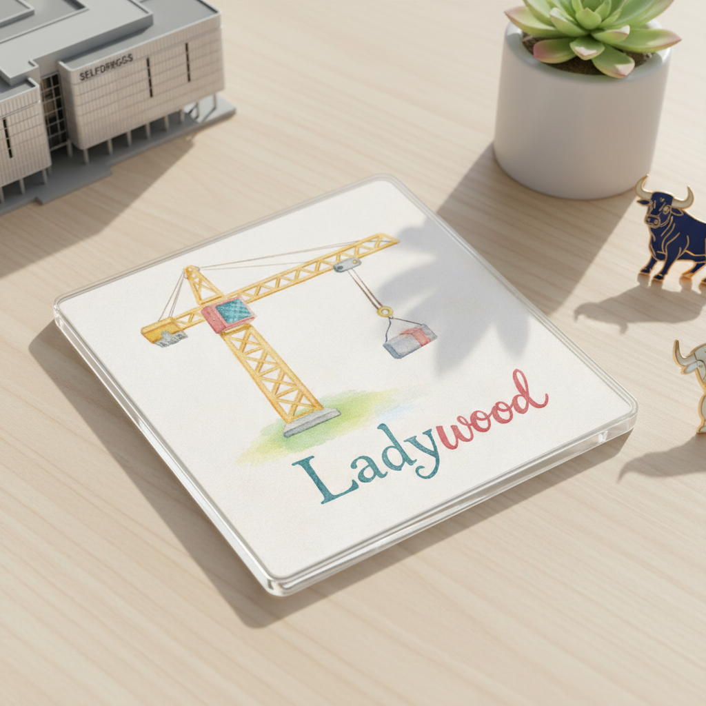 Ladywood - Coaster - Soft Watercolours - Construction Crane