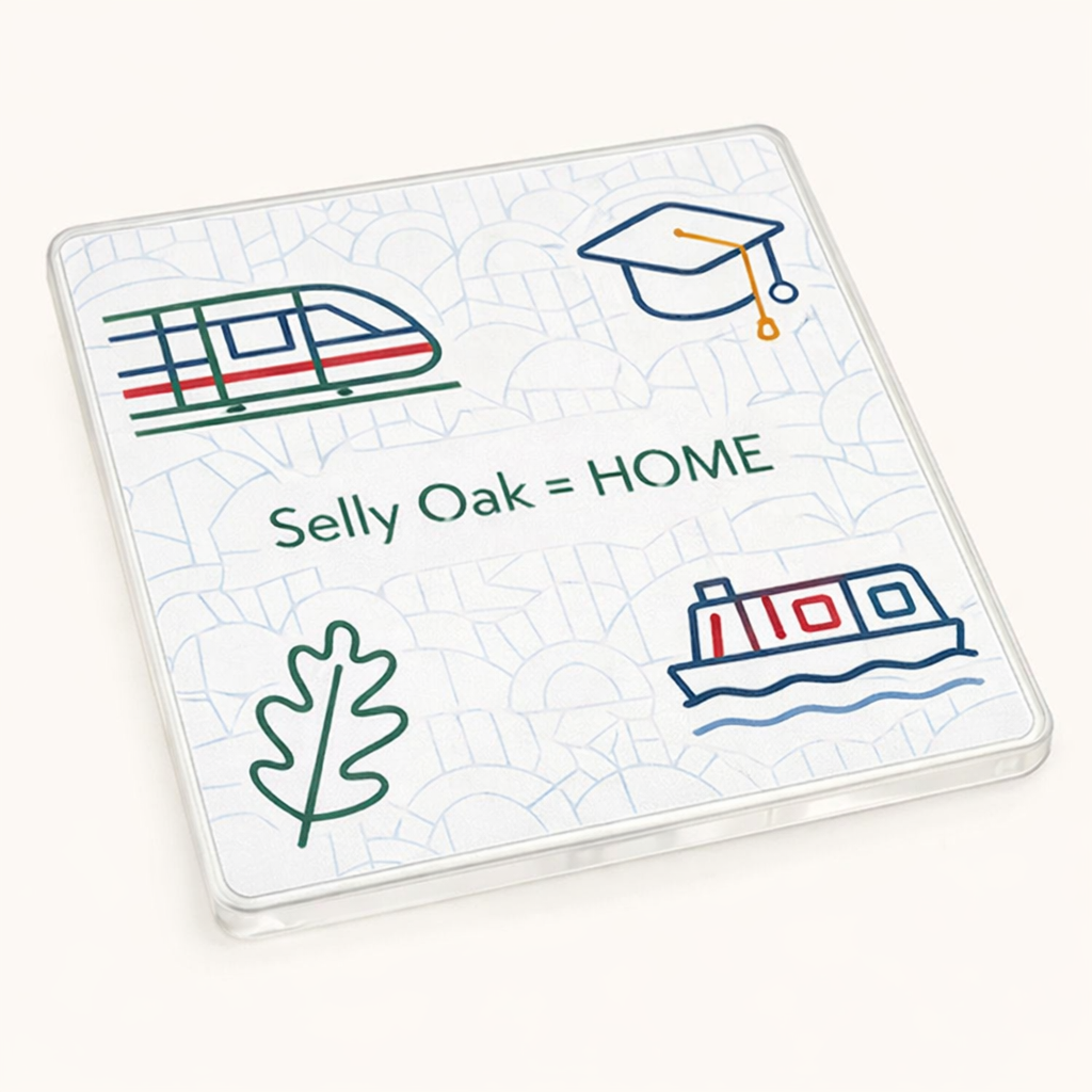 Selly Oak - Coaster - Geometric Lines - Local Icons