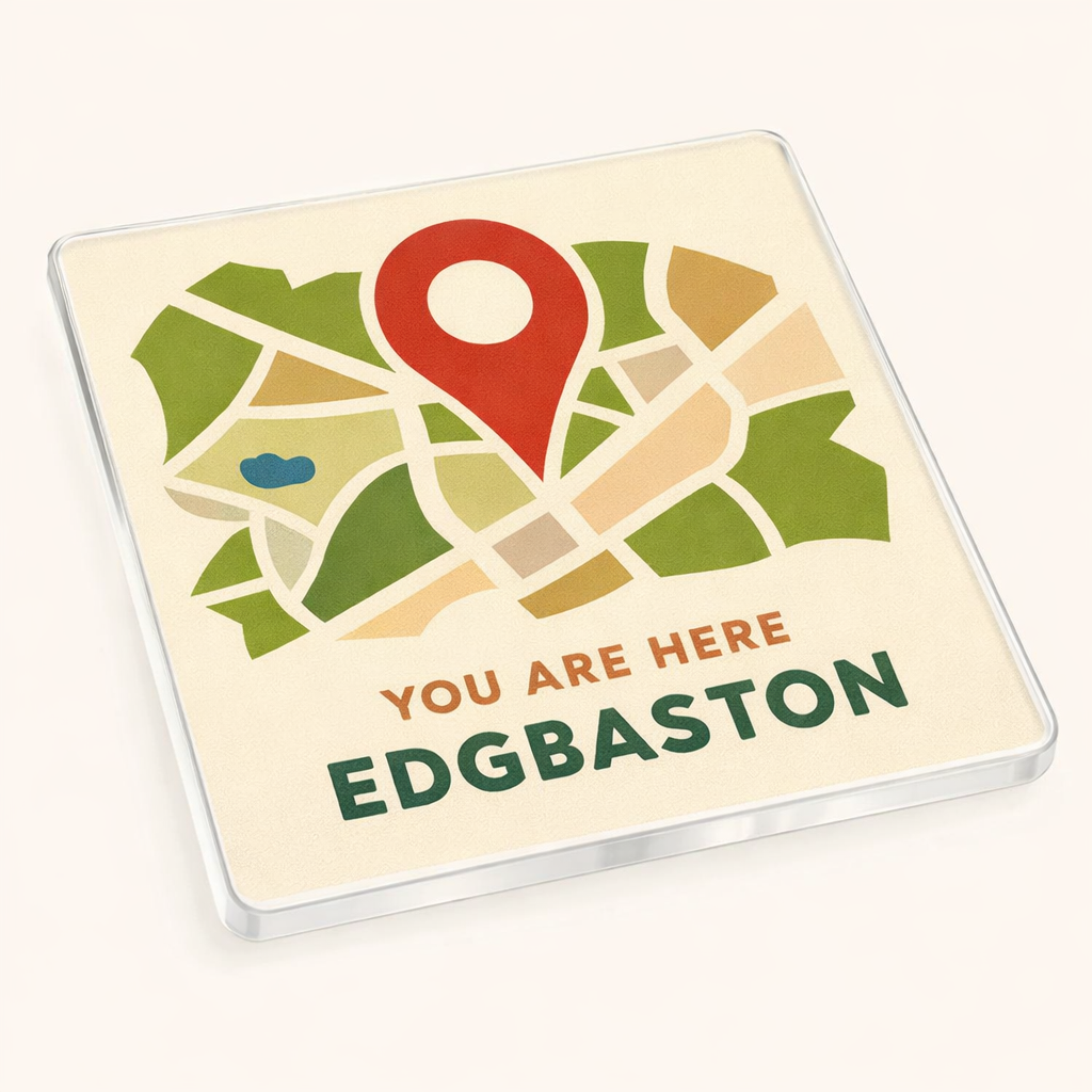 Edgbaston - Coaster - Mid-Century Retro - Location Pin