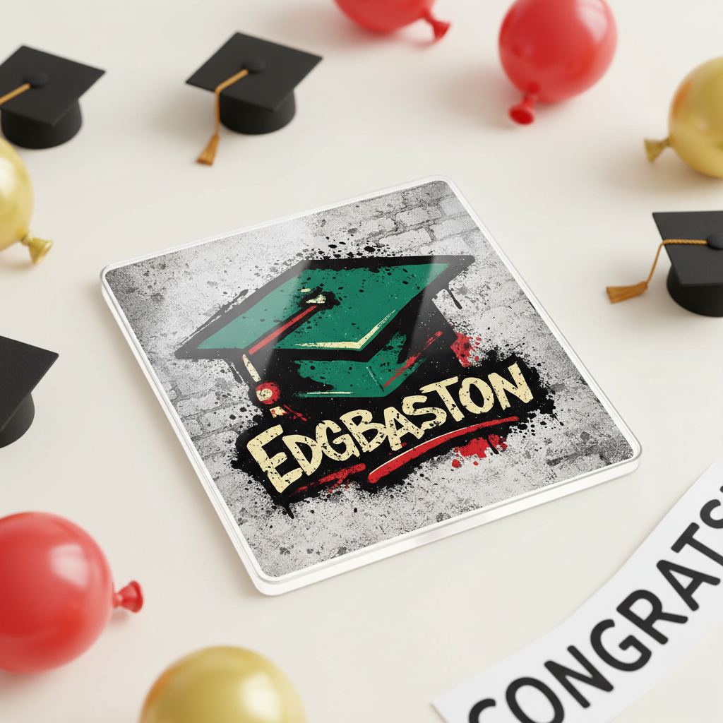 Edgbaston - Coaster - Urban Street Art - Graduation Cap