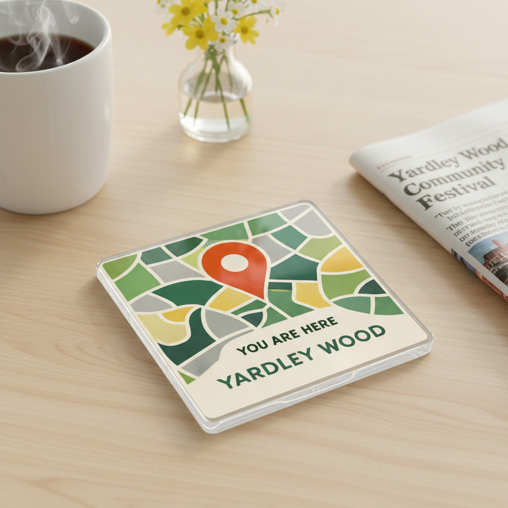 Yardley Wood - Coaster - Mid-Century Retro - Location Pin