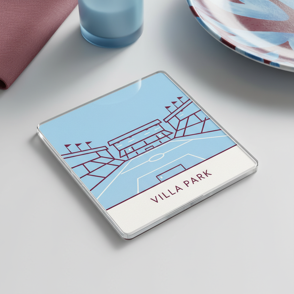 Villa Geometry Acrylic Coaster Gift - Minimalist Villa Park Football Fan Present with Unique Design