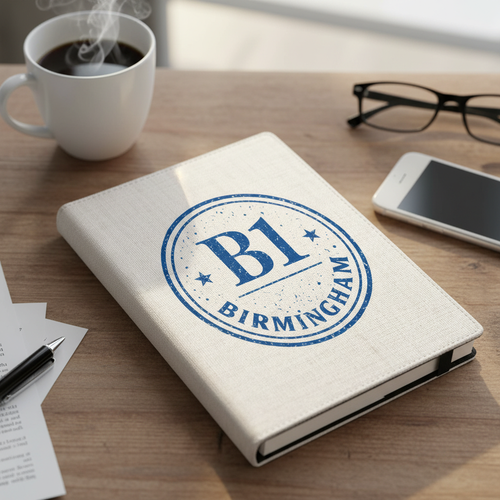 Birmingham - Notepad - Vintage Stamp Design B1 Blue