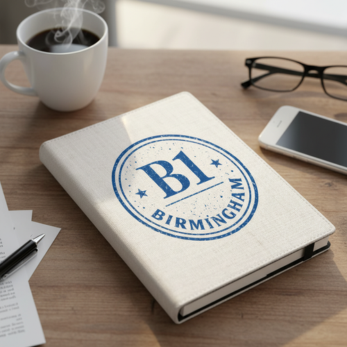 Birmingham - Notepad - Vintage Stamp Design B1 Blue
