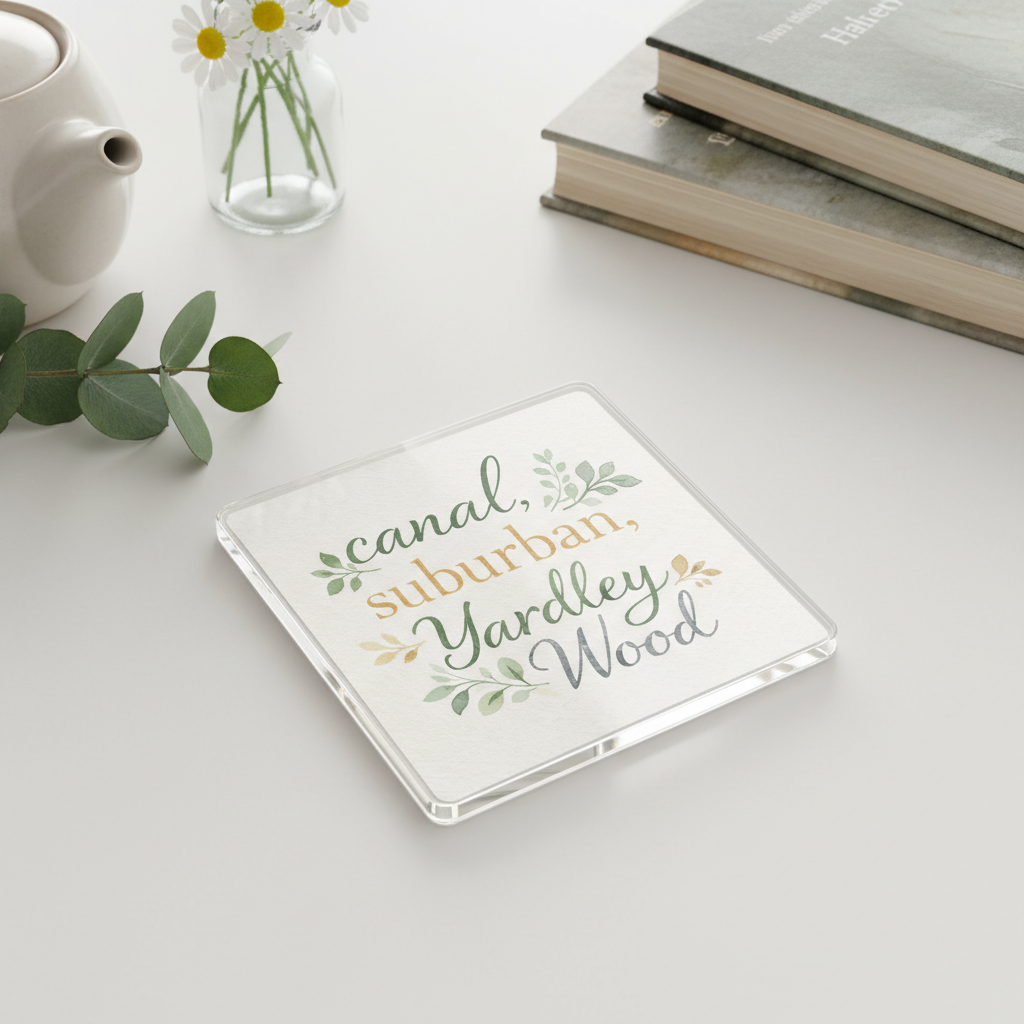 Yardley Wood - Coaster - Soft Watercolours - Word Stack