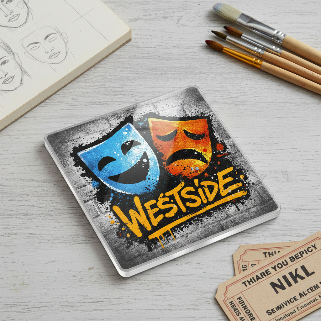 Westside - Coaster - Urban Street Art - Theatre Masks