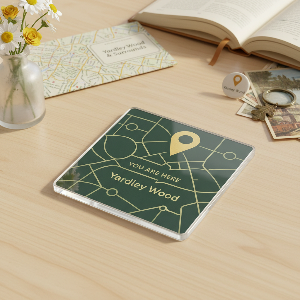 Yardley Wood - Coaster - Geometric Lines - Location Pin