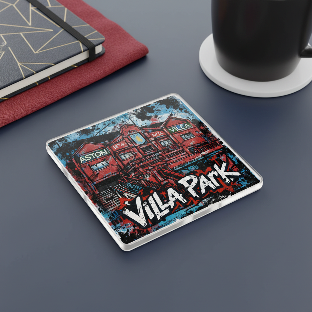 Aston Villa Football Fan Acrylic Coaster Gift - Vibrant Villa Park Illustration Drinkware Home Decor
