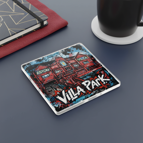 Aston Villa Football Fan Acrylic Coaster Gift - Vibrant Villa Park Illustration Drinkware Home Decor