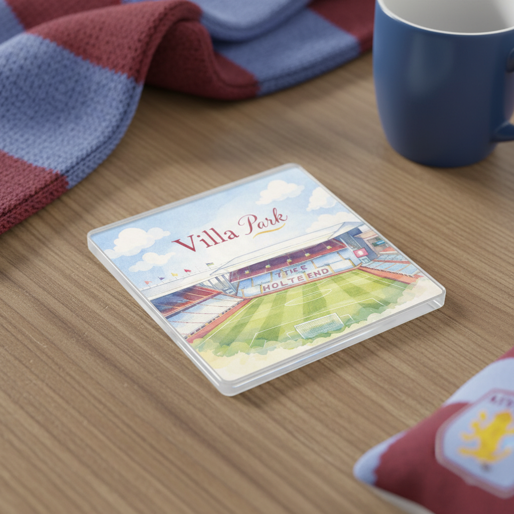 Villa Park Acrylic Coaster Gift - Unique Football Fan Present for Aston Villa Supporters