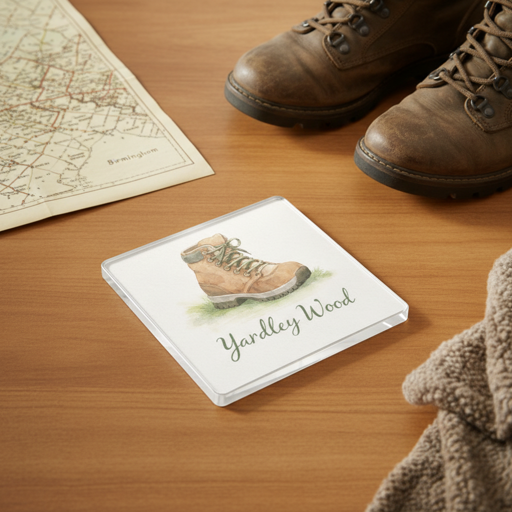 Yardley Wood - Coaster - Soft Watercolours - Hiking Boots
