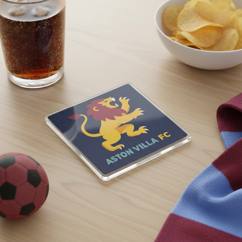 Aston Villa FC Acrylic Coaster Gift - Bold Lions Emblematic Design for Football Fans