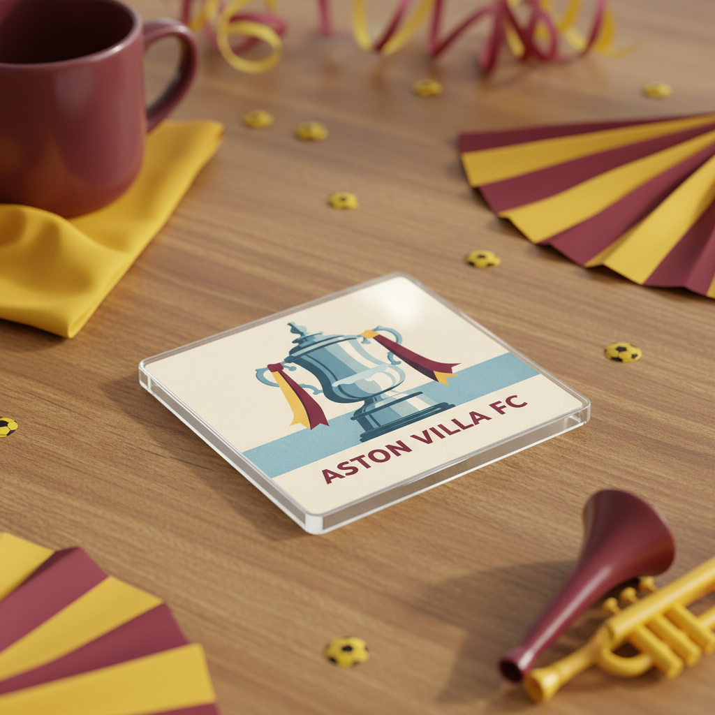 Aston Villa Acrylic Coaster Gift - Victory Stripes Design for Football Fans, Unique Home Accessory