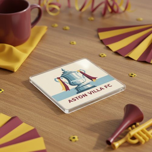 Aston Villa Acrylic Coaster Gift - Victory Stripes Design for Football Fans, Unique Home Accessory