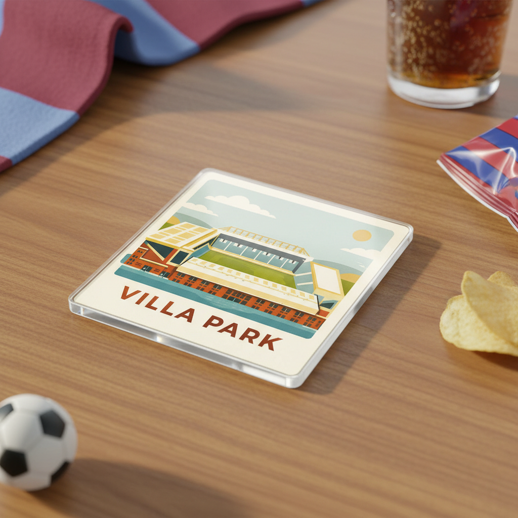 Vintage Acrylic Coaster Gift - Retro Villa Vibe Design for Aston Villa Supporters - Unique Football Fan Present