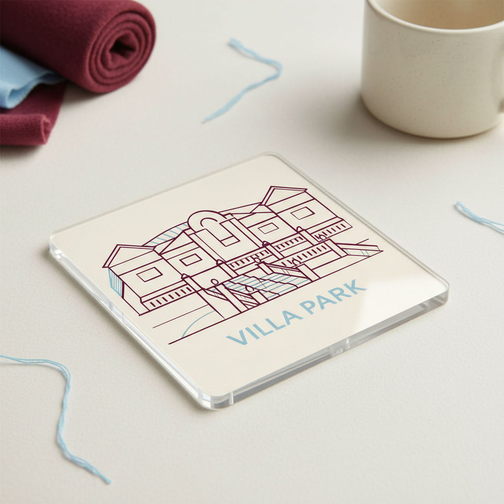 Villa Park Acrylic Coaster Gift - Unique Football Supporter Present for Aston Villa Fans, 9.5cm x 9.5cm Stylish Home Accessory