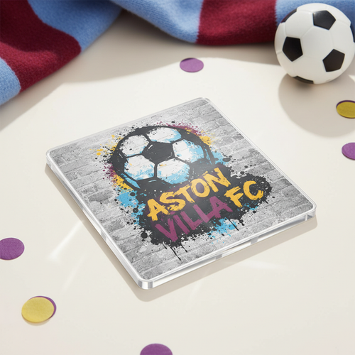 Aston Villa Football Acrylic Coaster Gift - Graffiti Art Style Home Accessory for Fans