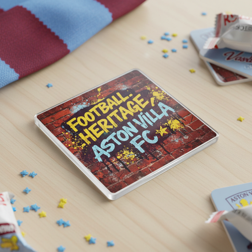 Aston Villa FC Acrylic Coaster Gift - Football Heritage Design for Fans, 9.5cm Square Table Decor
