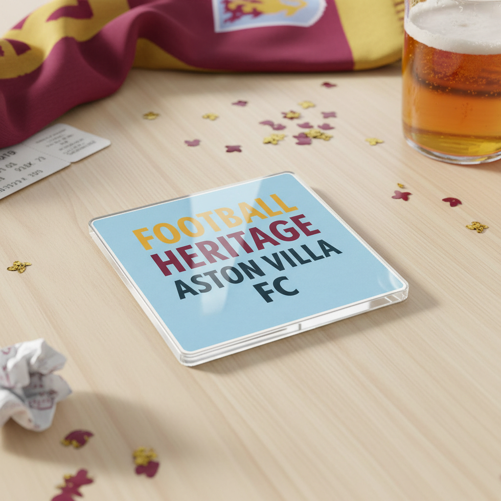 Acrylic Coaster Gift - Modern Football Heritage Design for Aston Villa Fans - Unique Home Decor Present