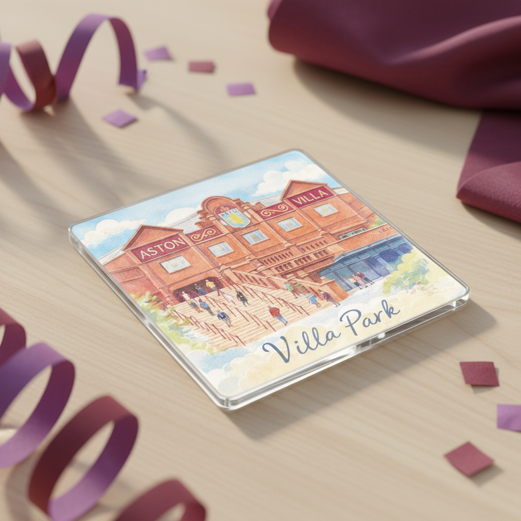 Villa Park Acrylic Coaster Gift - Aston Villa FC Supporters Drink Mat - Unique Football Fan Present