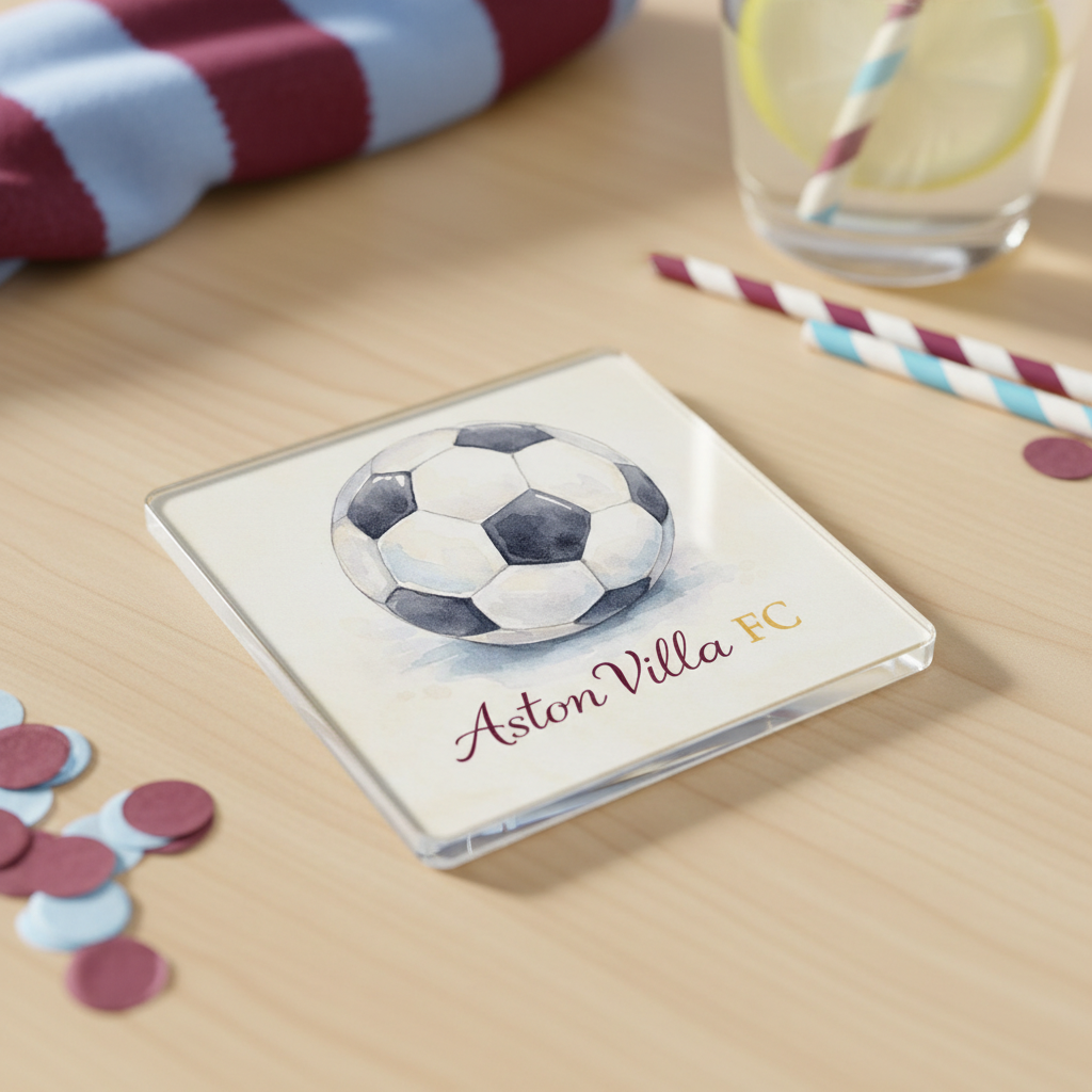 Aston Villa Acrylic Coaster Gift - Elegant Football Fan Home Decor with Classic Illustration