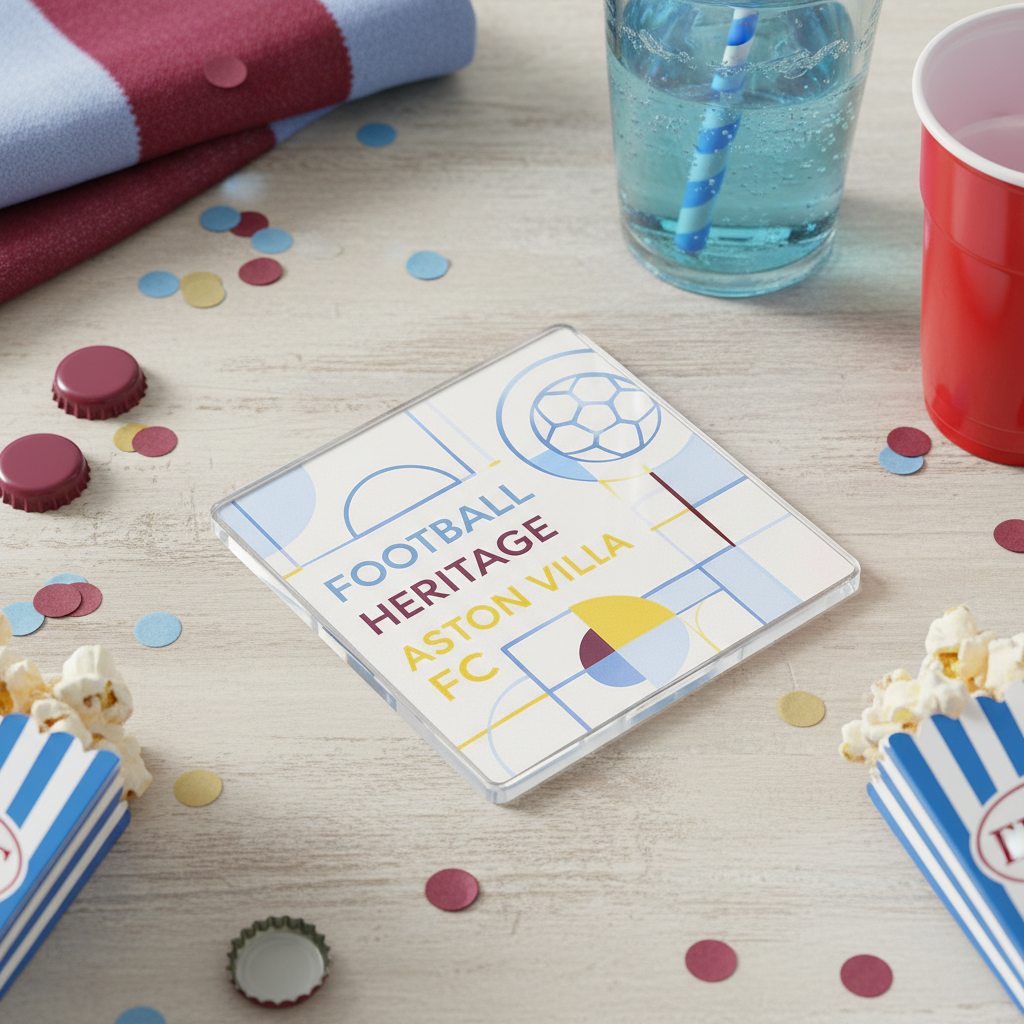 Modern Acrylic Coaster Gift - Heritage Vibes Design Celebrating Aston Villa Football Supporters