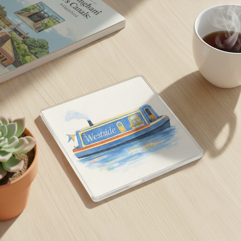 Westside - Coaster - Soft Watercolours - Canal Boat