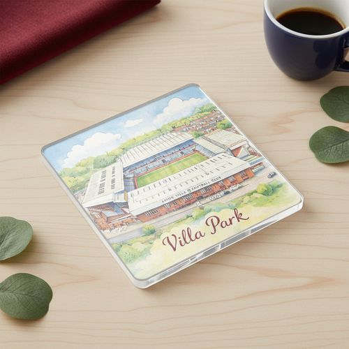 Aston Villa FC Acrylic Coaster Gift - Elegant Watercolour Villa Park Design for Football Fans