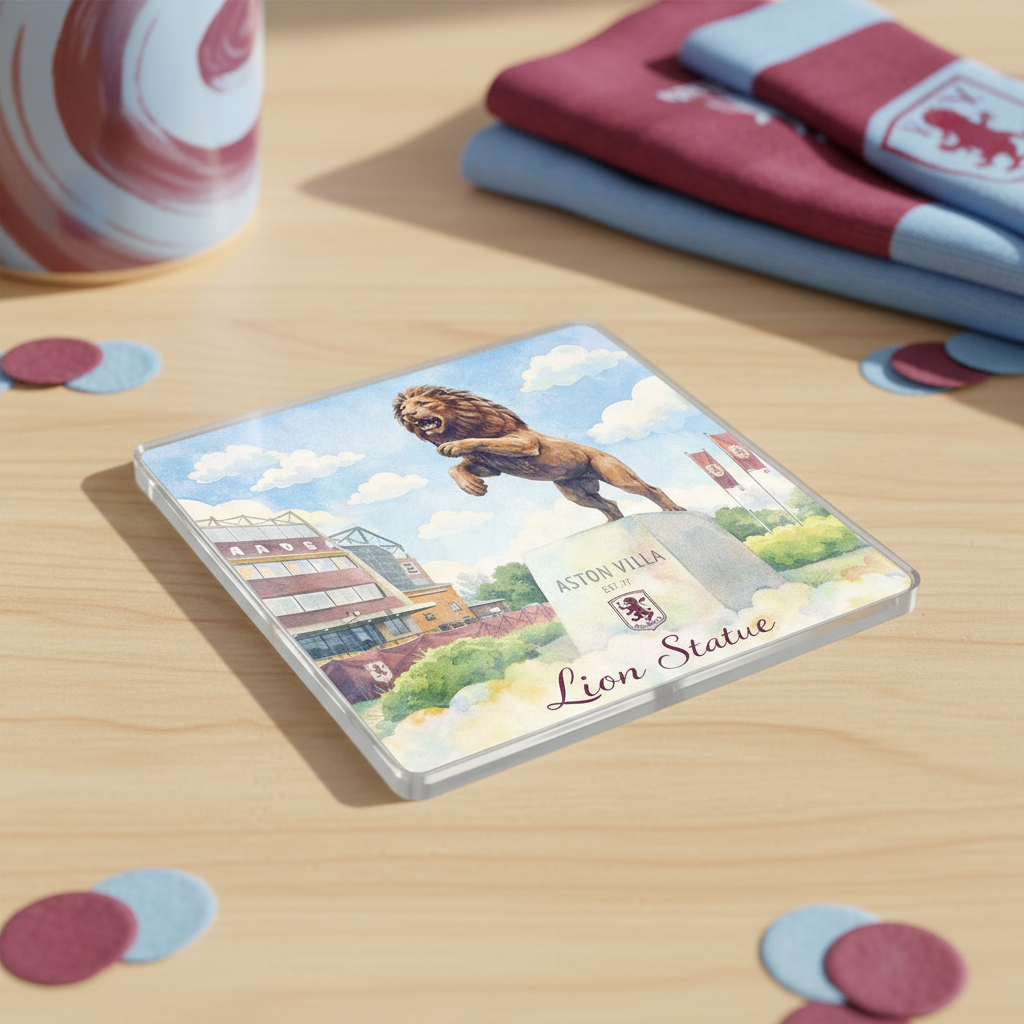 Aston Villa Acrylic Coaster Gift - Stadium Reverie Design for Football Enthusiasts - Unique Home Decor