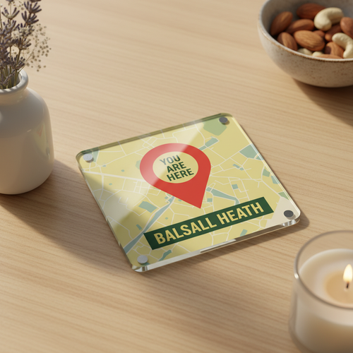 Balsall Heath - Coaster - Mid-Century Retro - Location Pin