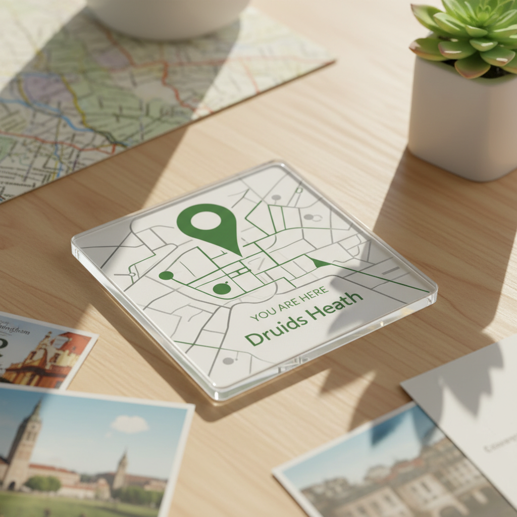 Druids Heath - Coaster - Geometric Lines - Location Pin
