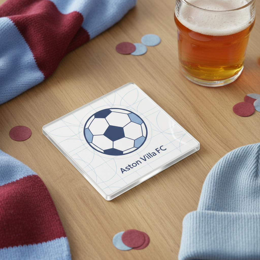 Aston Villa Supporter Acrylic Coaster Gift - Modern Football Fan Table Accessory