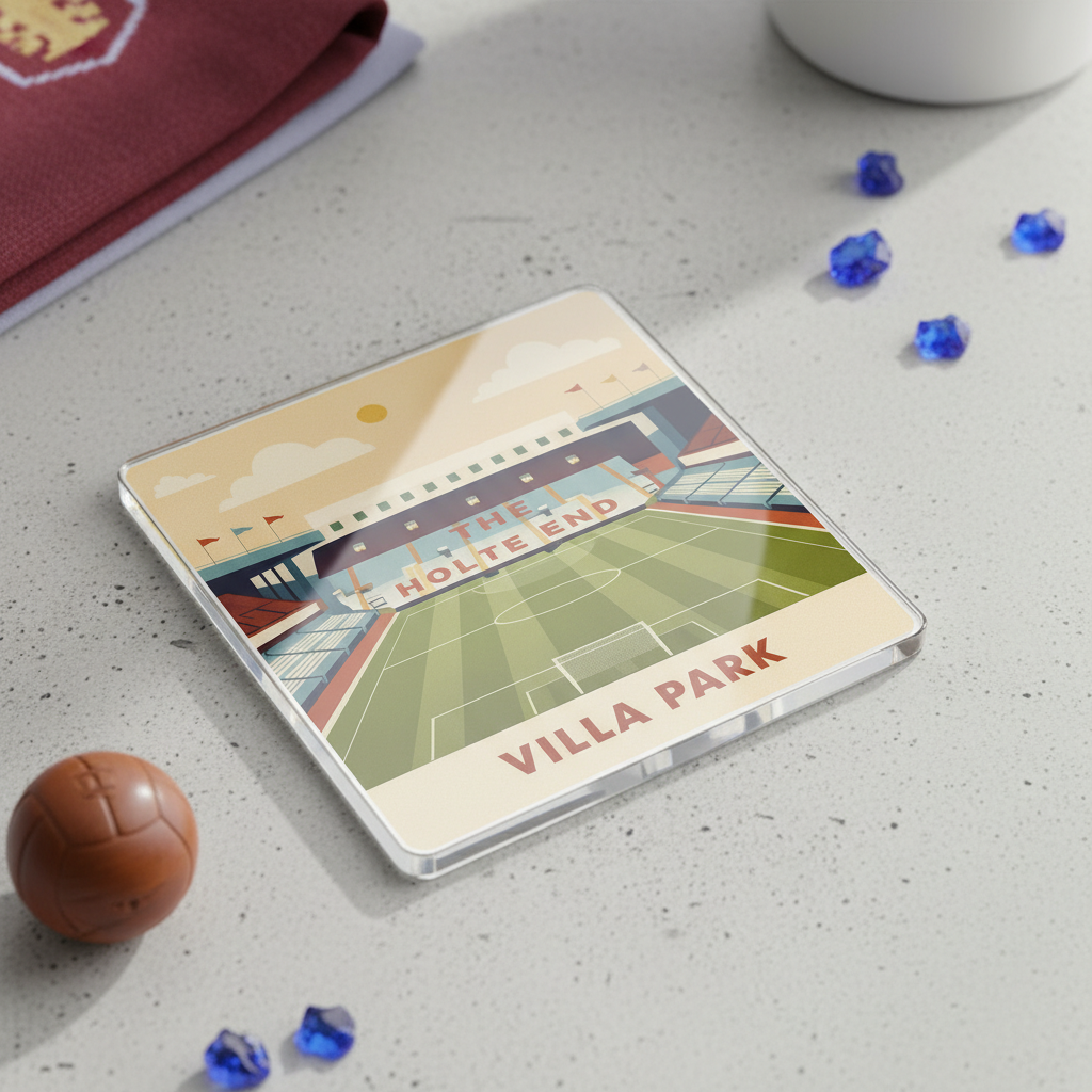 Acrylic Coaster Gift for Football Fans - Villa Park Holte Haven Design, Unique Vintage Aston Villa FC Colours