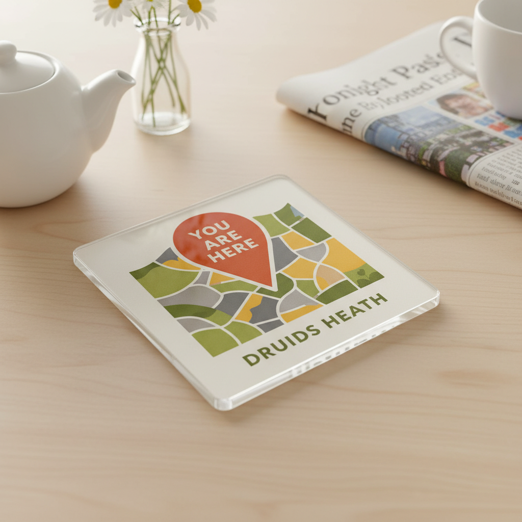Druids Heath - Coaster - Mid-Century Retro - Location Pin