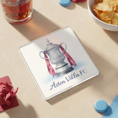 Aston Villa Acrylic Coaster Gift - Trophy Triumph Design for Football Fans and Collectors
