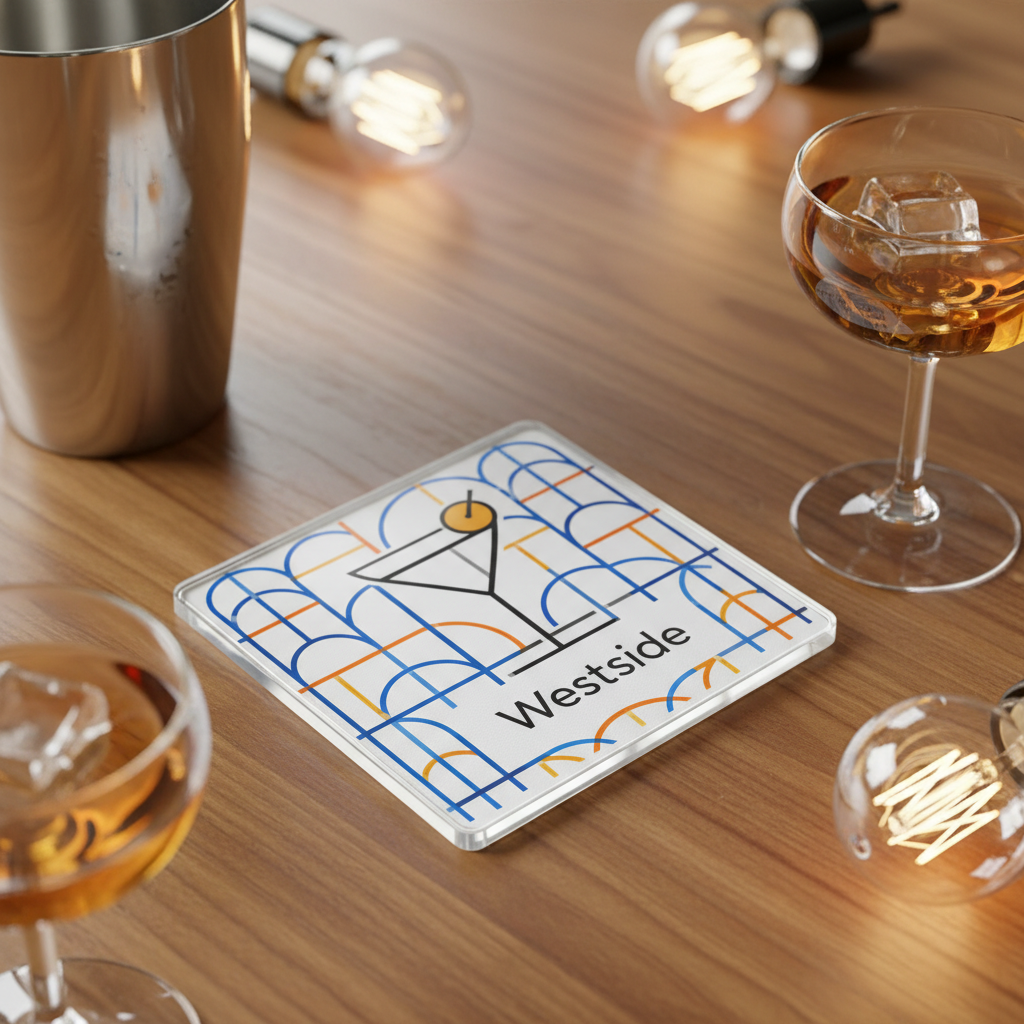 Westside - Coaster - Geometric Lines - Cocktail Glass