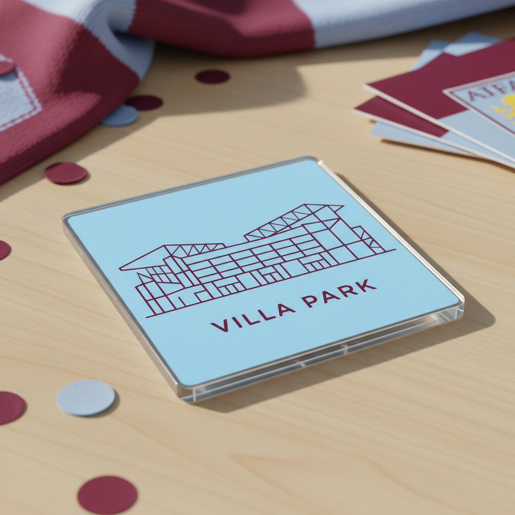 Villa Essence Acrylic Coaster Gift - Minimalist Villa Park Design for Aston Villa FC Supporters