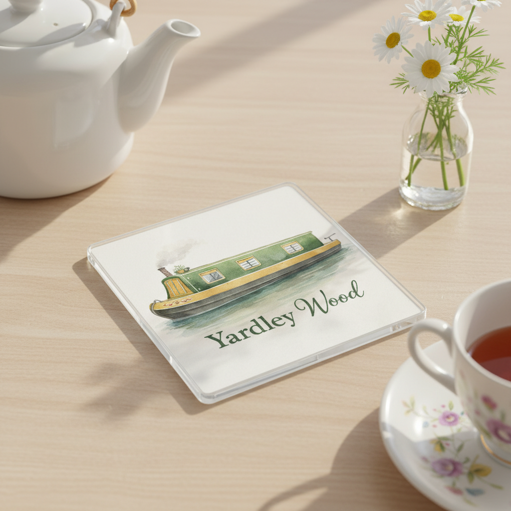 Yardley Wood - Coaster - Soft Watercolours - Canal Boat