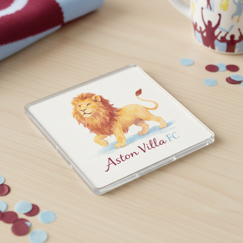 Aston Villa FC Acrylic Coaster Gift - Lionheart Pride Design, Ideal for Football Enthusiasts