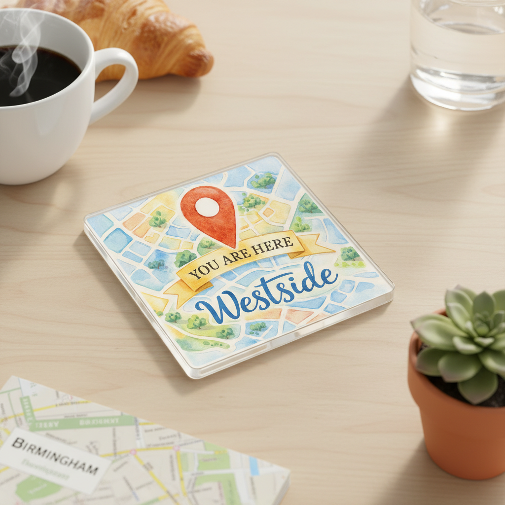 Westside - Coaster - Soft Watercolours - Location Pin