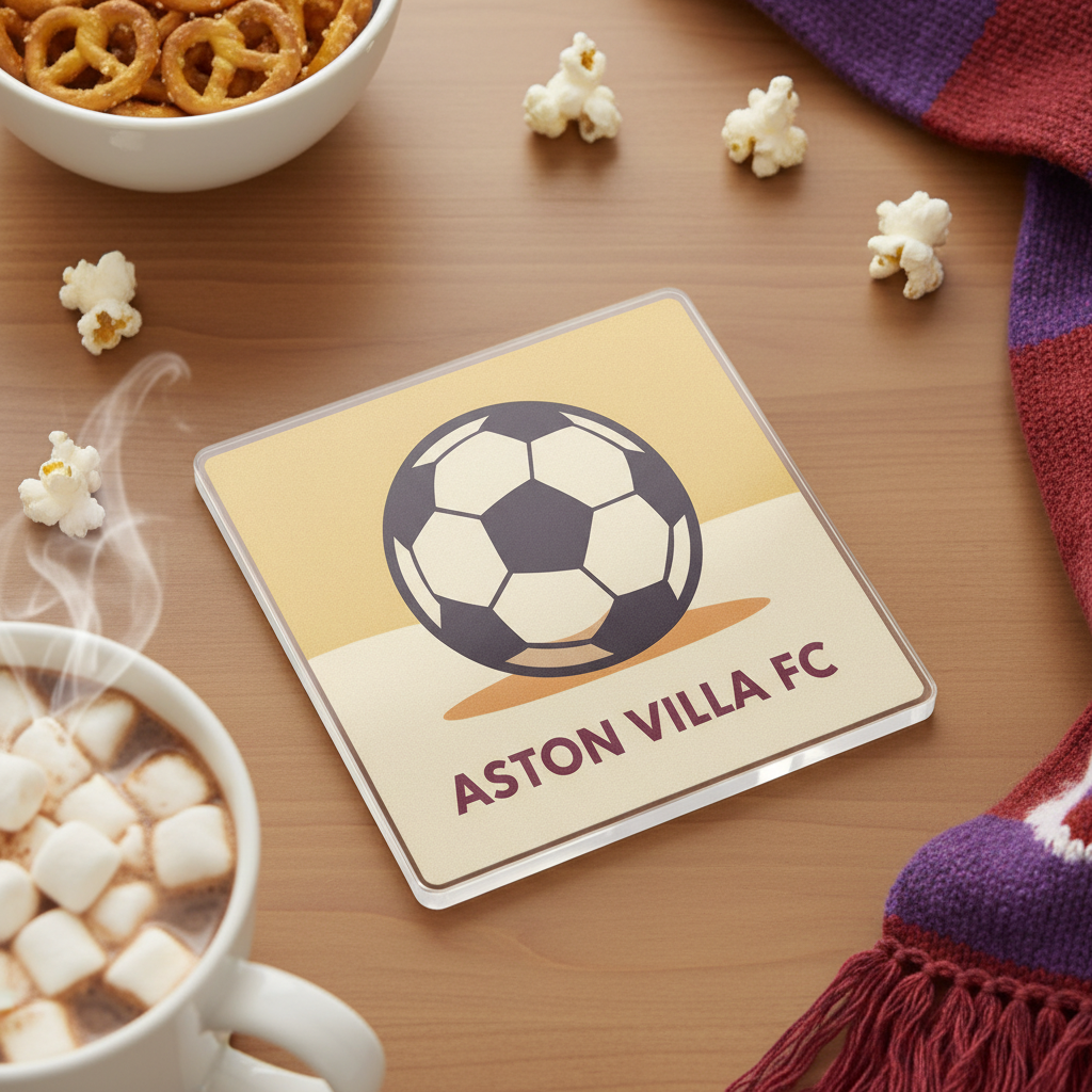 Aston Villa Acrylic Coaster Gift - Minimalist Football Design Home Accessory for Fans
