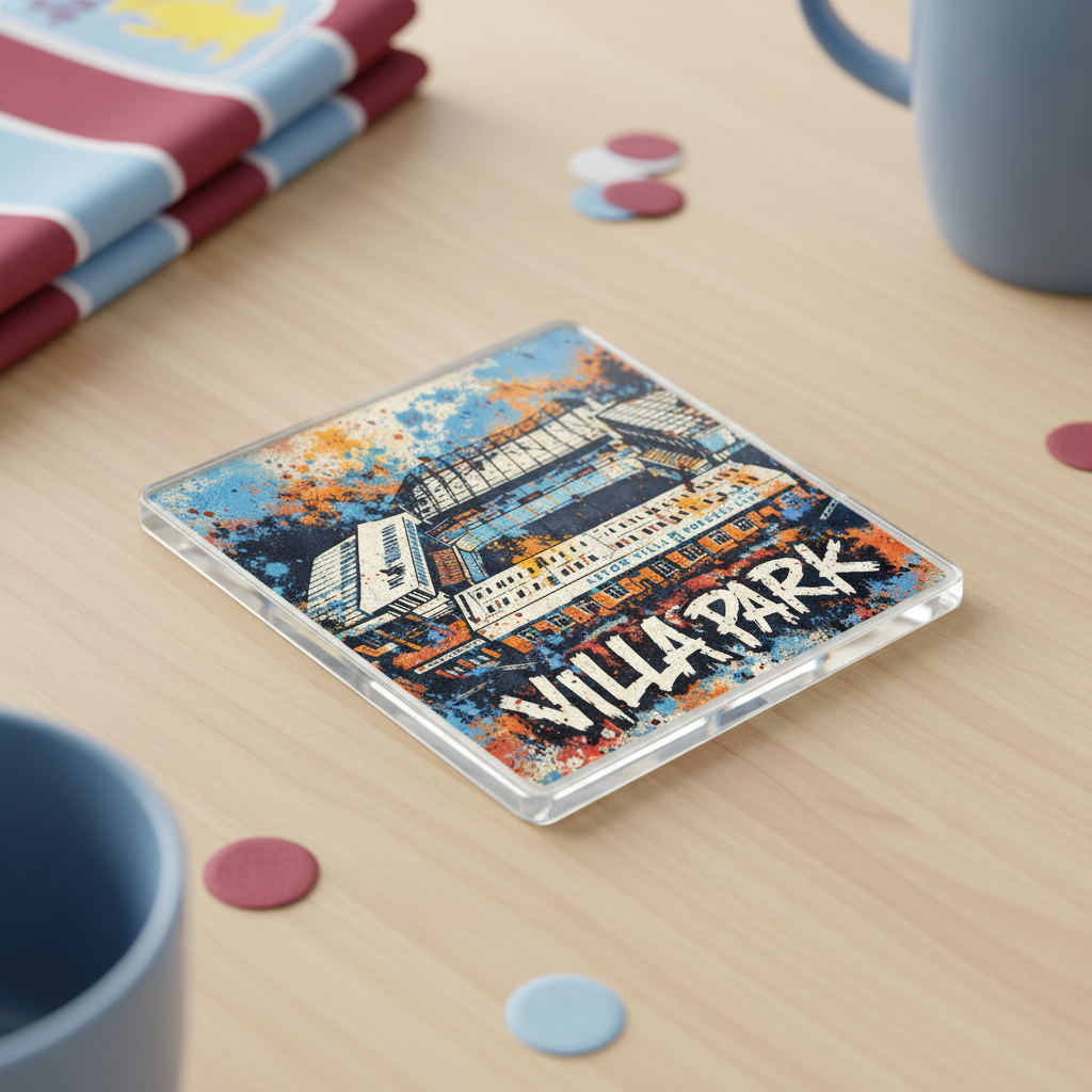 Villa Park Acrylic Coaster Gift - Unique Football Fan Present with Bold Colour Design for Aston Villa Supporters