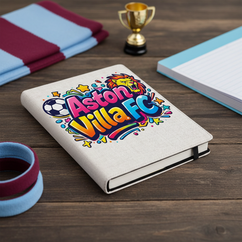 Aston Villa Football Fan Notepad Gift - Linen Effect A5 Stationery with Vibrant Design - Ideal for Sports Enthusiasts