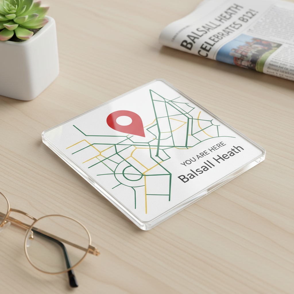 Balsall Heath - Coaster - Geometric Lines - Location Pin