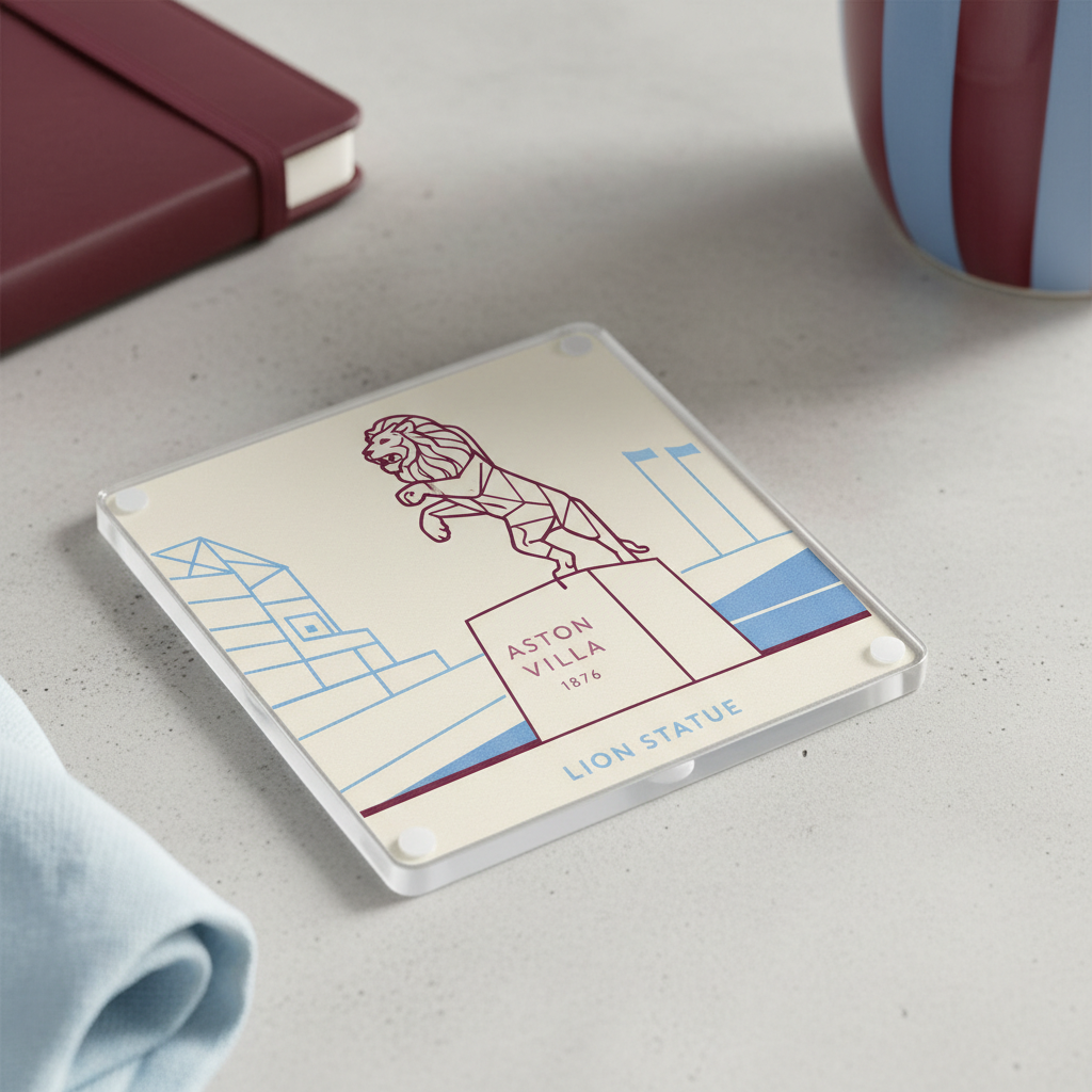 Aston Villa Acrylic Coaster Gift - Minimalist Villa Pride Design, Perfect for Football Supporters